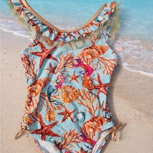 Flapdoodles Coral and Aqua Mermaid One Piece